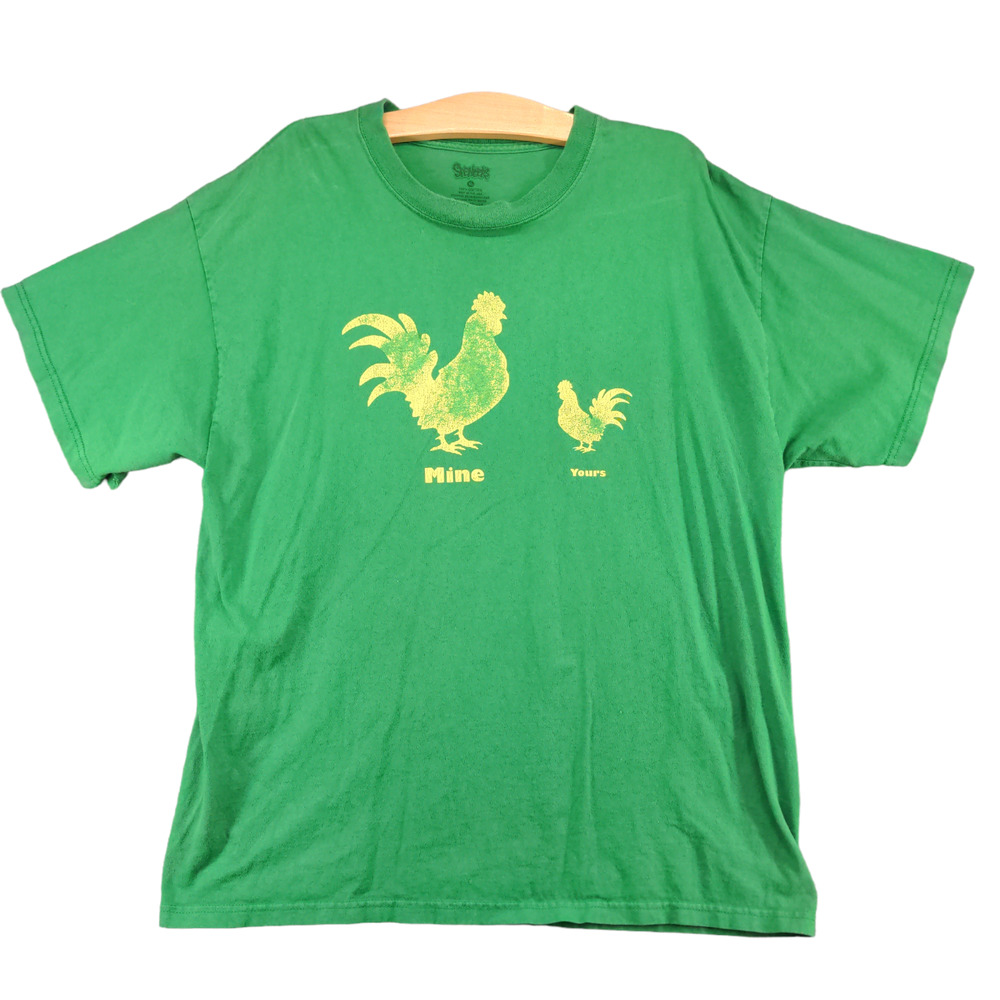 Spencer's Men's Mine Yours Rooster Graphic Tee Green XL Short Sleeve Cotton